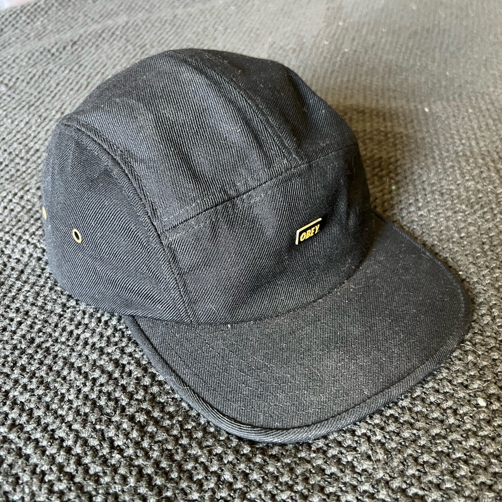 Obey black five panel hat